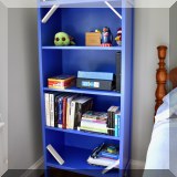 F23. Maine Cottage Furniture painted blue/purple and white bookcase 68”h x - $250 